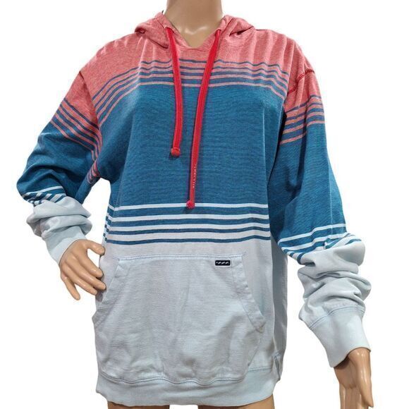 Billabong Men's Long Sleeve Green/Red Stripe‎ Hoodie - Picture 1 of 13